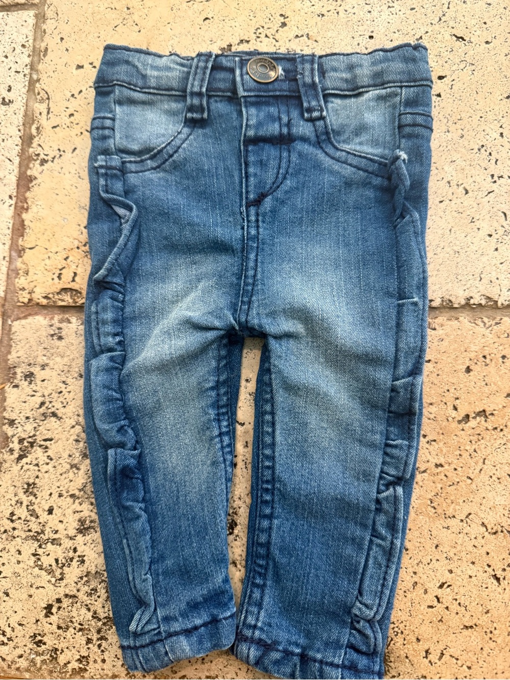 Baby Girl Ruffle-Trim Denim Jeans - Blue